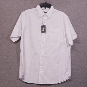CREMIEUX Men's Short Sleeve White Dress Shirt == Classics 38 == Large Size L NWT